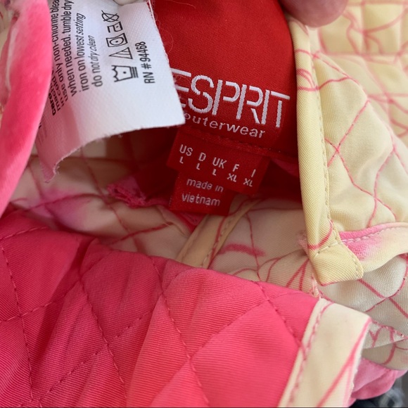 ESPRIT QUILTED Y2K PINK REVERSIBLE FLORAL FULL ZIP LS JACKET SIZE LARGE NWOT - Picture 12 of 16